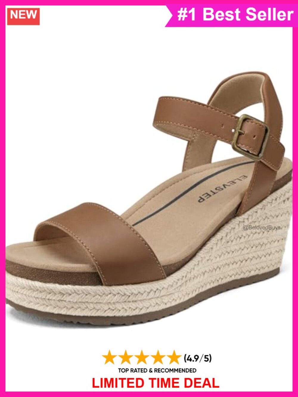 Orthopedic Wedge Sandals Genuine Leather Arch Support Platform Espadrille